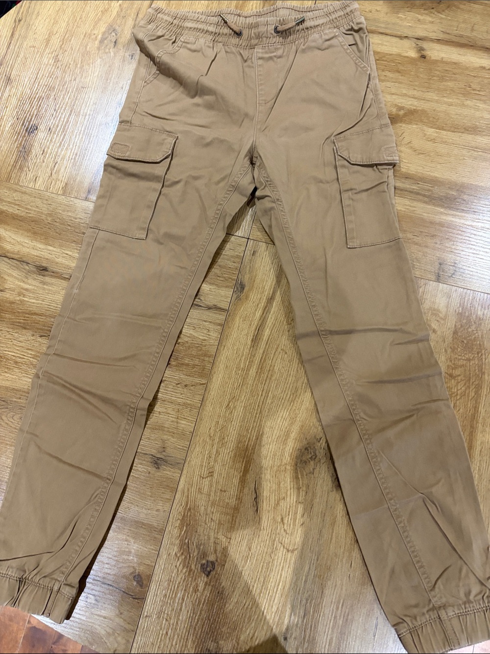 Kids Cargo Jogger Pants in Tan with Elastic Waist